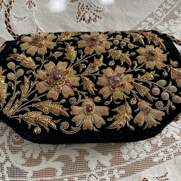 Vintage bejeweled double sided evening clutch black sparkle - Picture 9 of 9